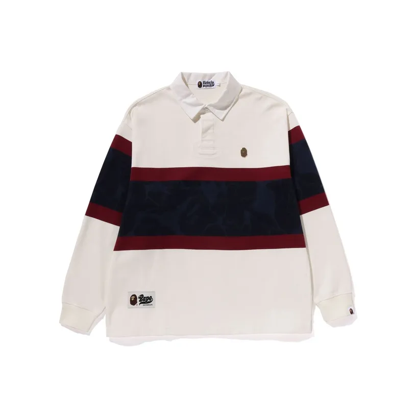 Bape Metal One Point L/S Color Blocking Rugby Polo