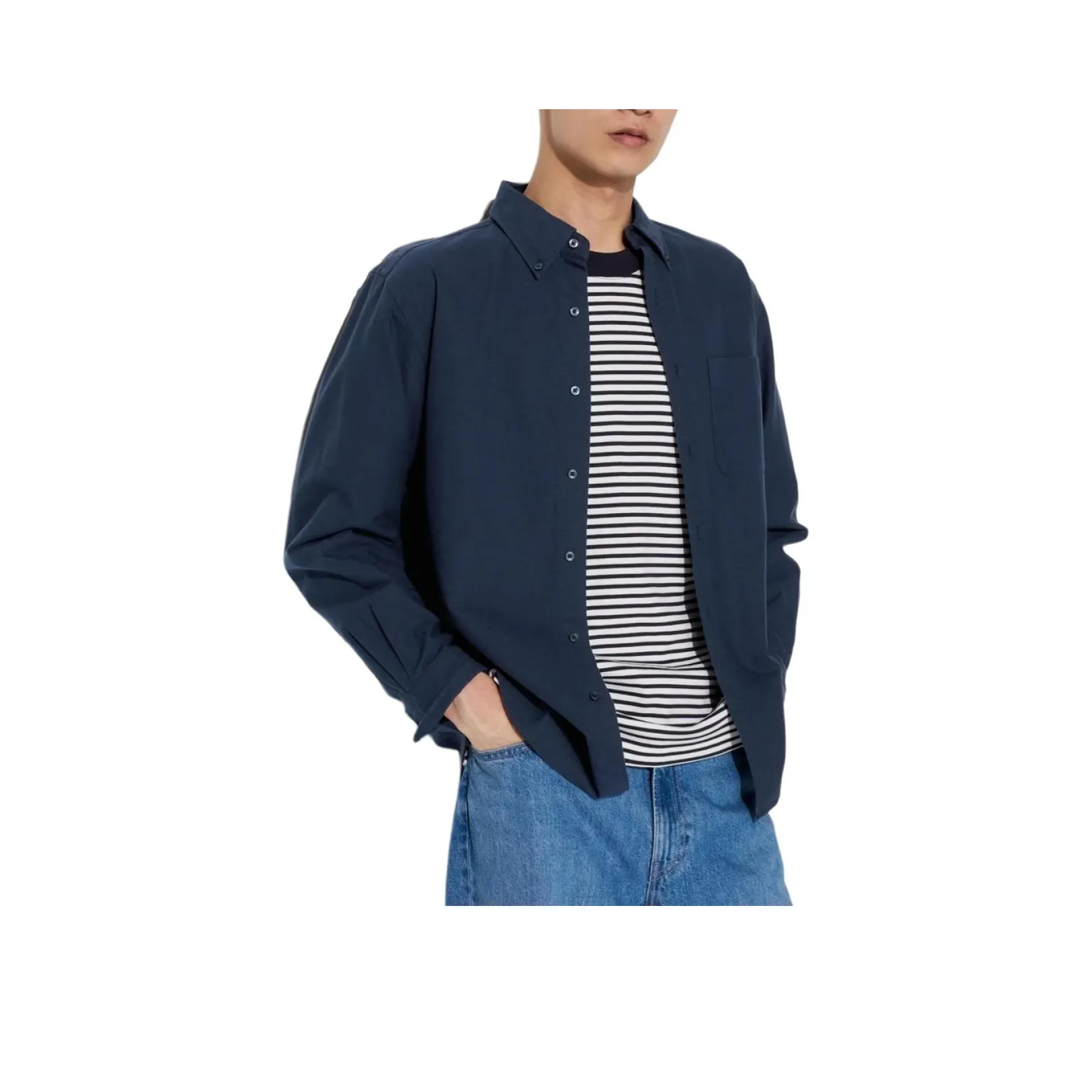 UNIQLO Темно-синяя унисекс рубашка