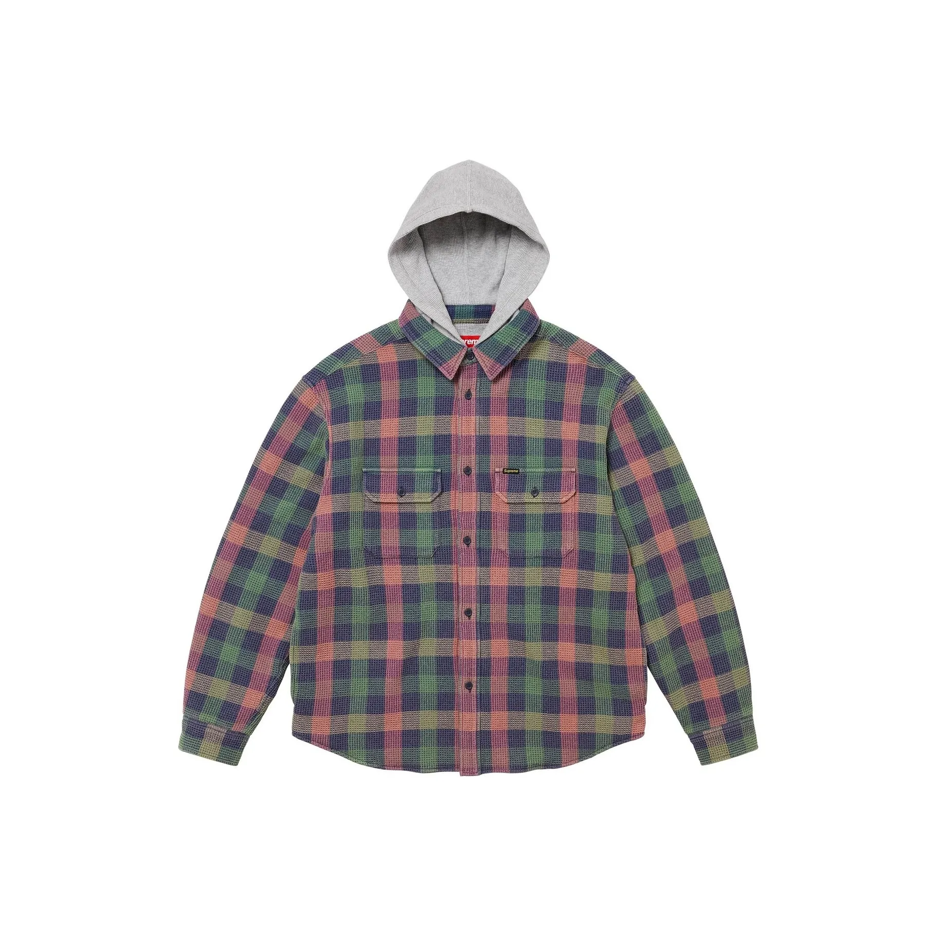 Supreme Waffle Plaid Hooded Shirt