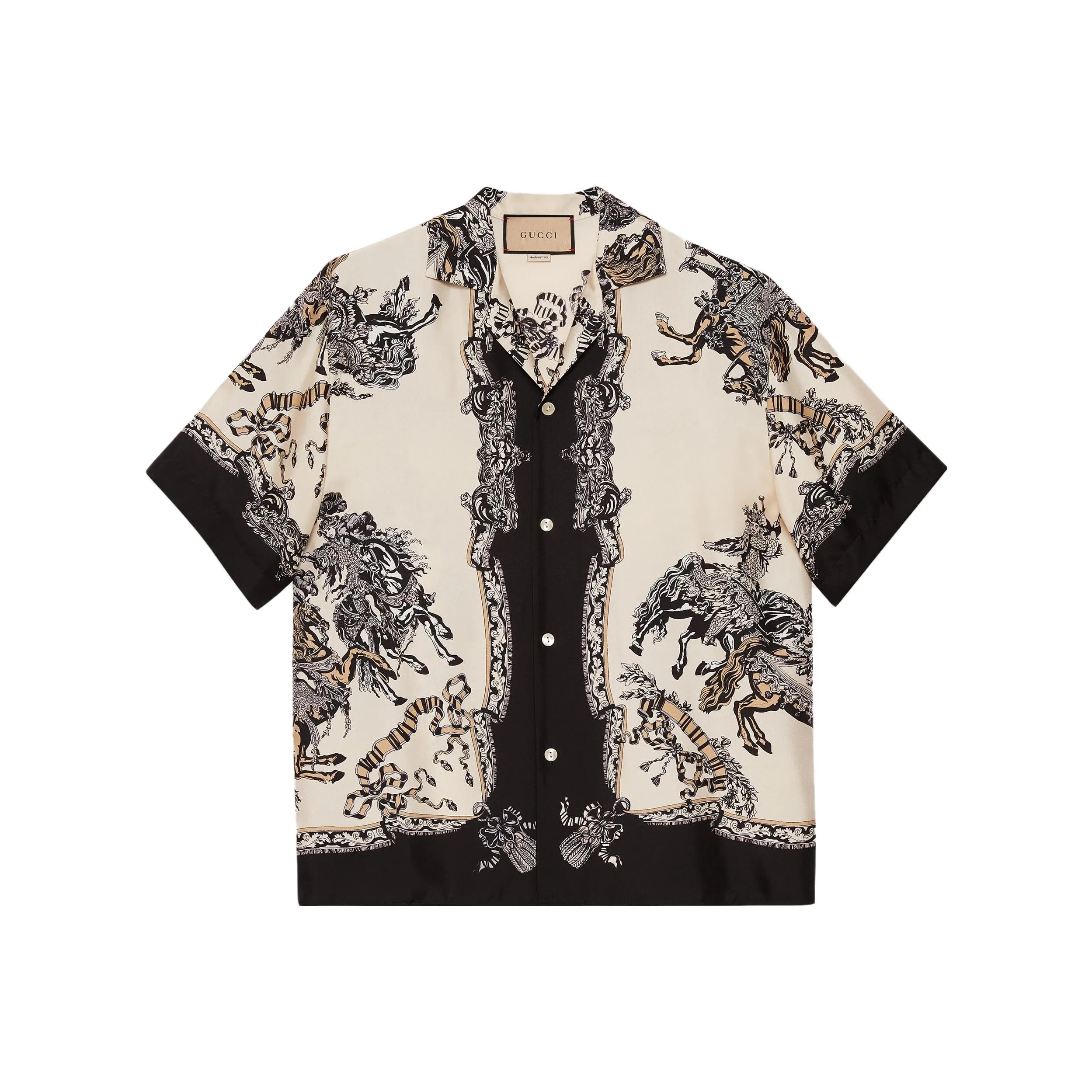 GUCCI Baroque print Silk Bowling Shirt