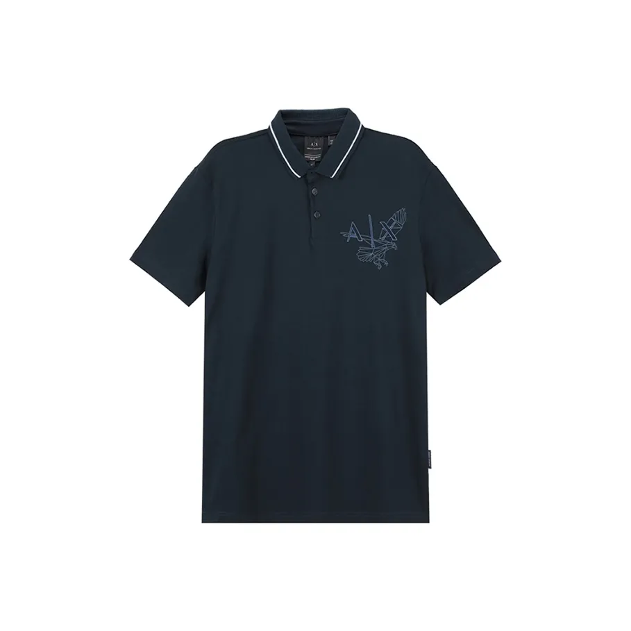 ARMANI EXCHANGE Мужская рубашка поло морского синего цвета