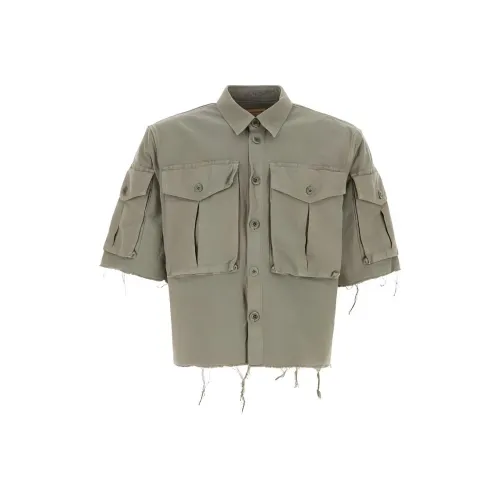 DRIES VAN NOTEN Мужские рубашки армейского зеленого цвета