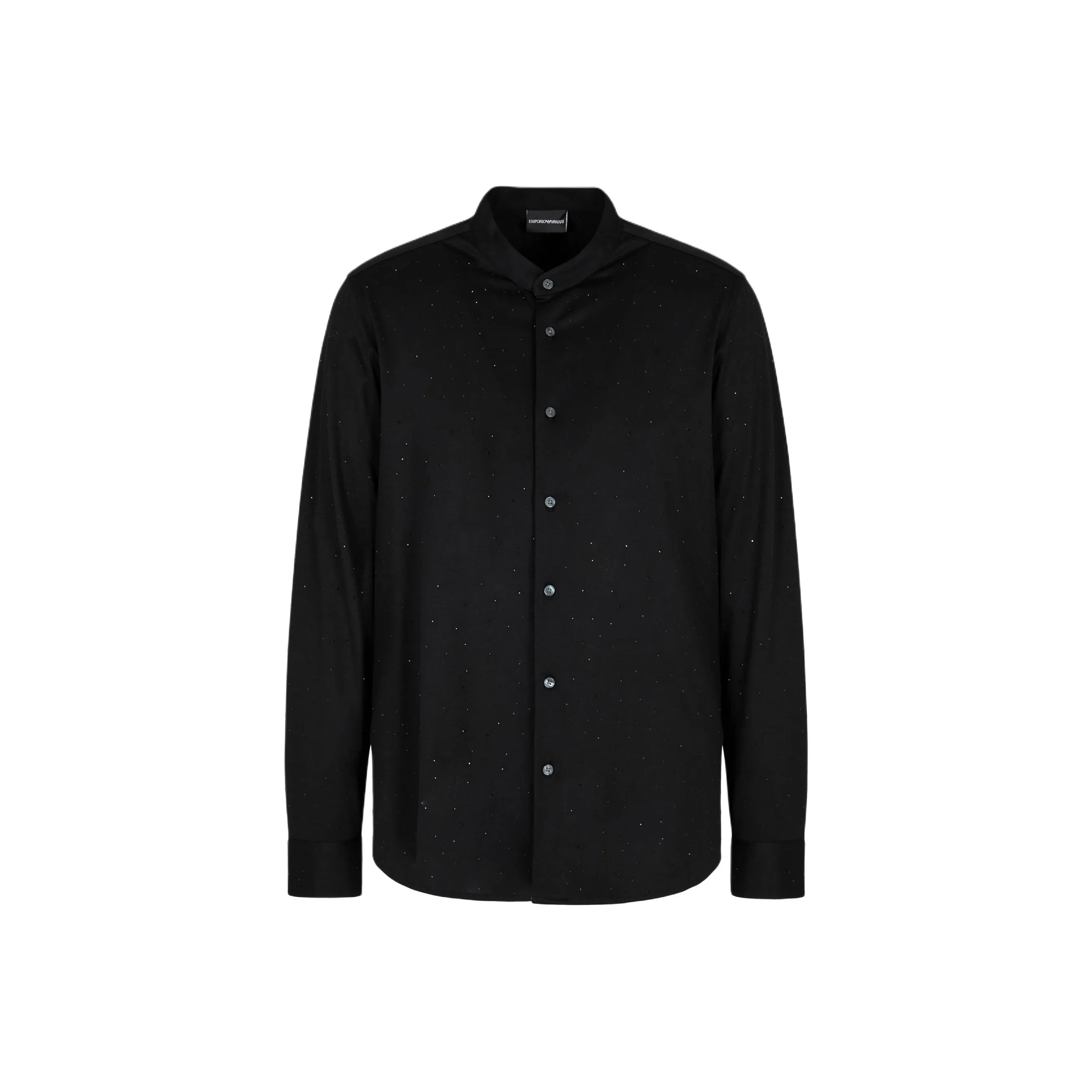 EMPORIO ARMANI Asv Clubwear Guru collar Shirt In A Lyocell Blend Jersey With All over Rhinestones