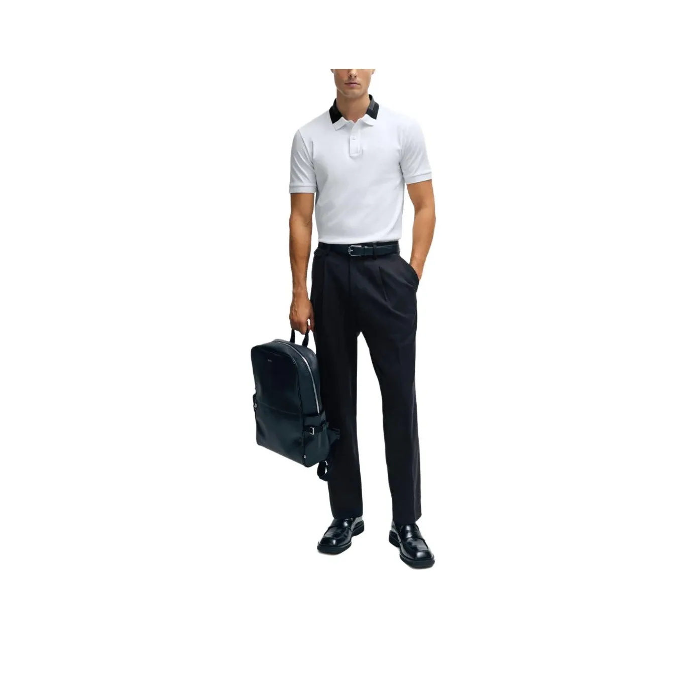 Hugo Boss Slim Fit Поло с цветным блокированным воротником Мужское Белое