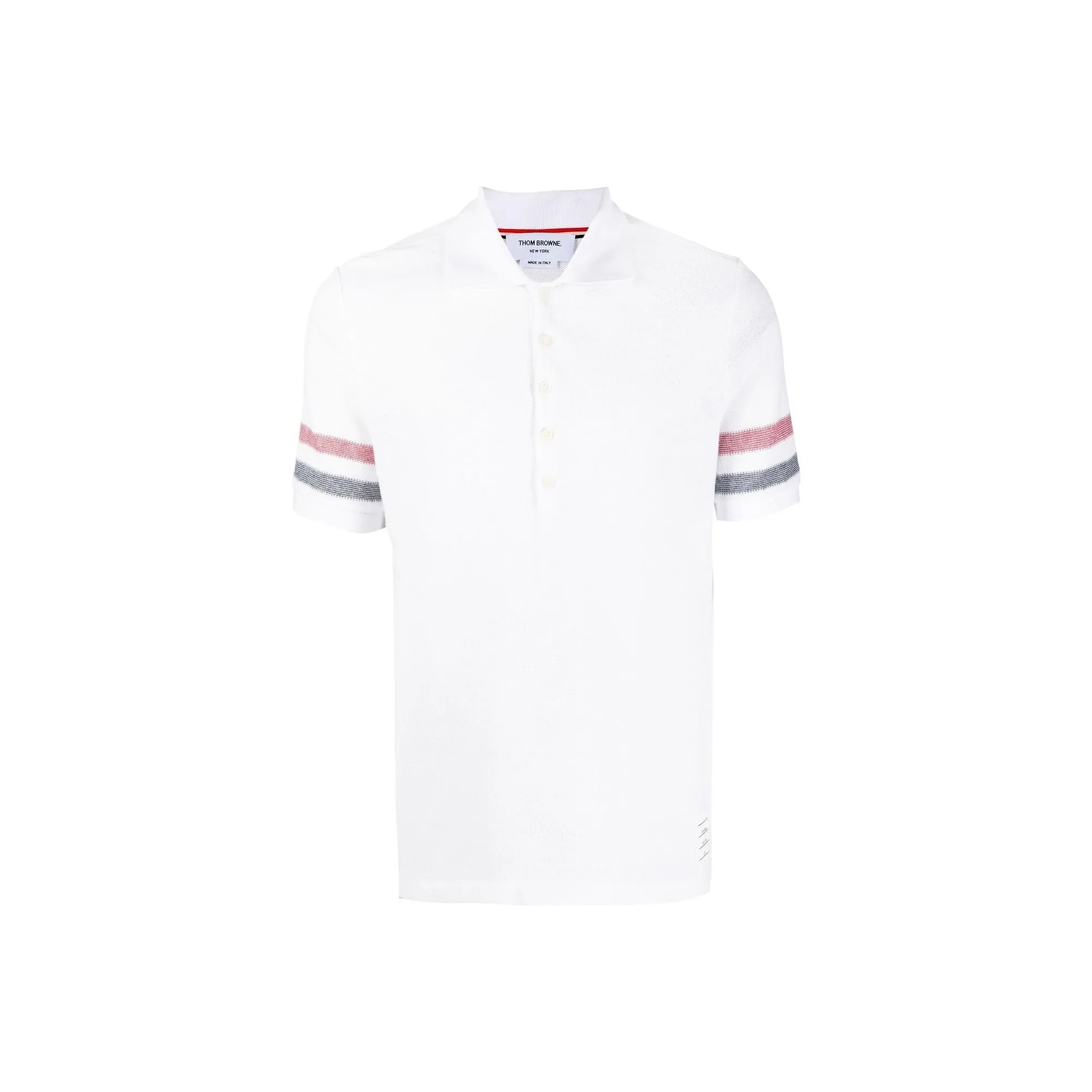 THOM BROWNE Logo Patch Striped Polo Shirt