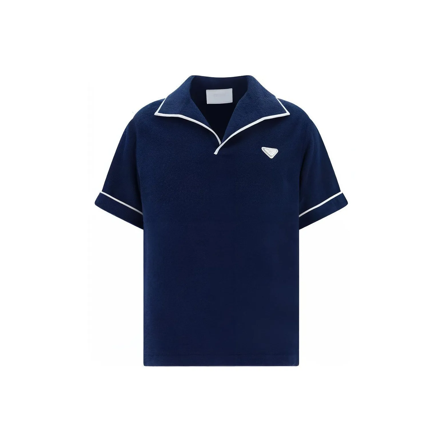 PRADA Logo-plaque Terry-cloth Polo Shirt