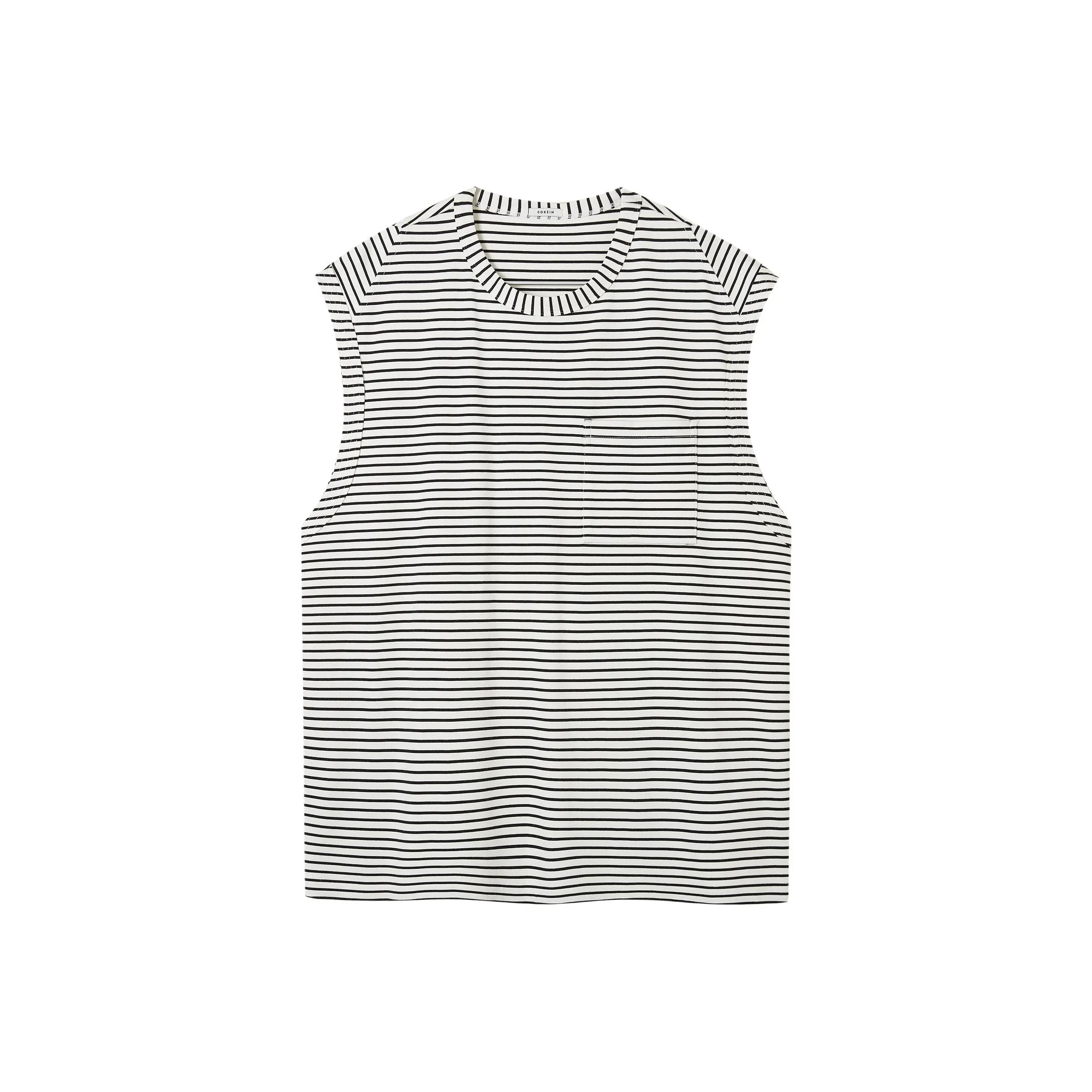 COKEIN SS25 Топ Мужской Черный Бежевый Белые Полосы