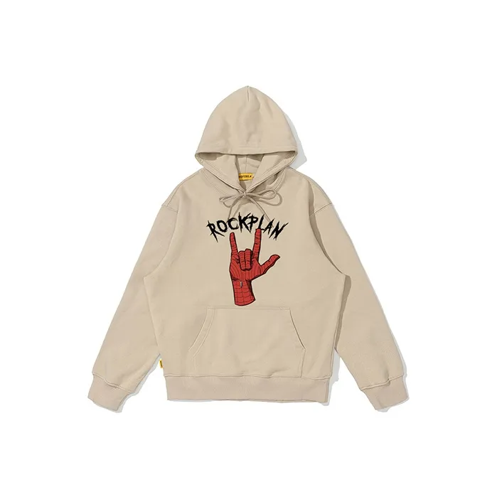 ROCK PLAN Осенний 100% хлопок Спущенное плечо Флис С капюшоном Пуловер Свитшот Американская версия Унисекс