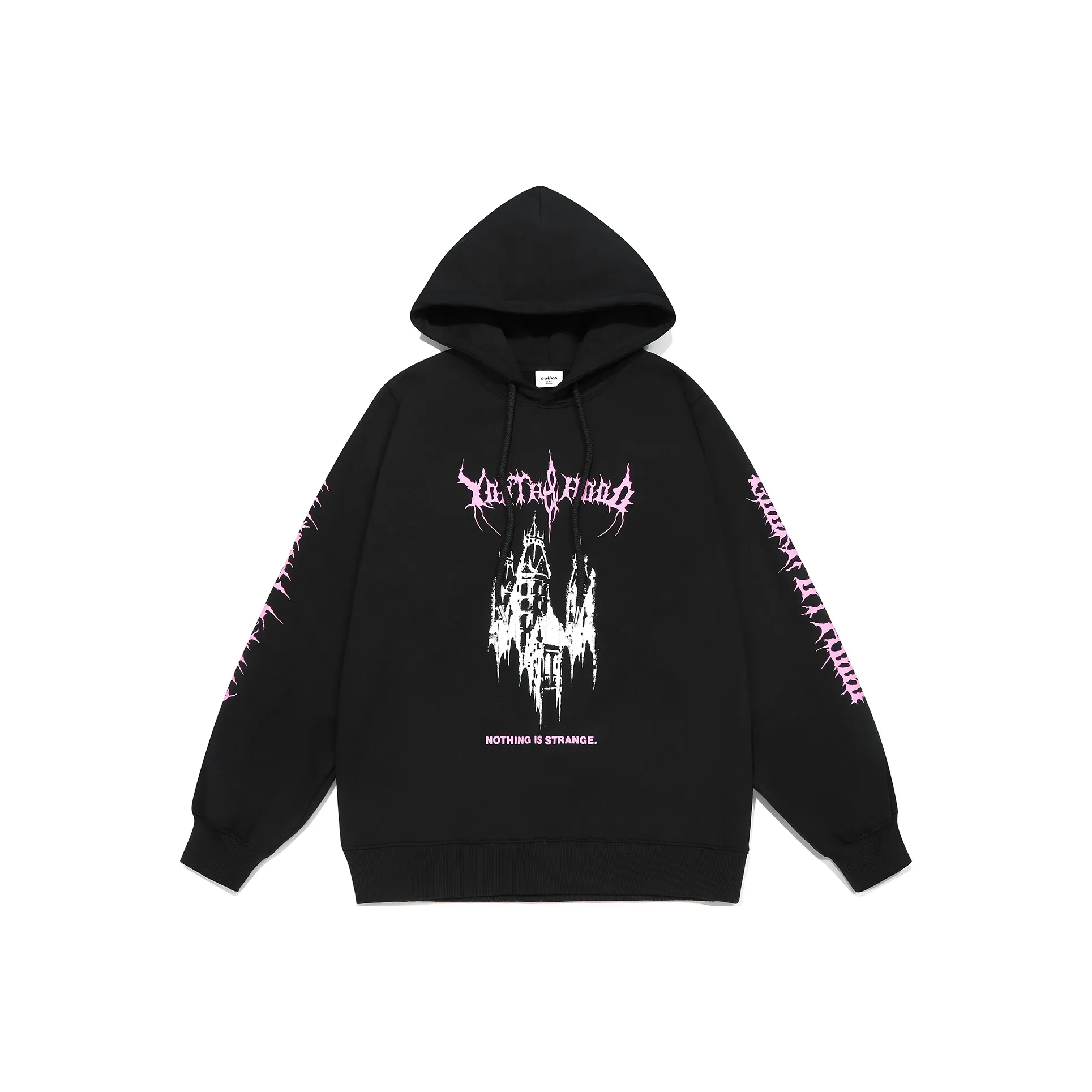 Guuka Gothic Style Heavyweight 100% Cotton Sweatshirt Unisex Black