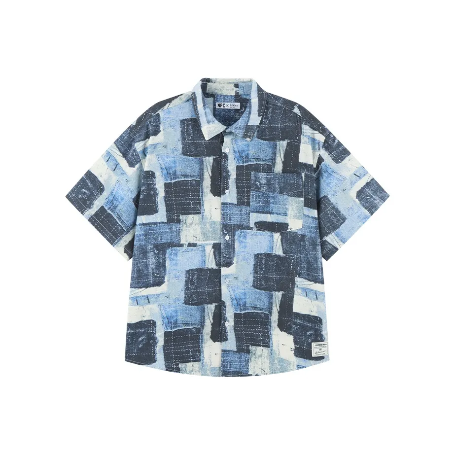 NPC Темный Небесный Синий Унисекс Рубашки