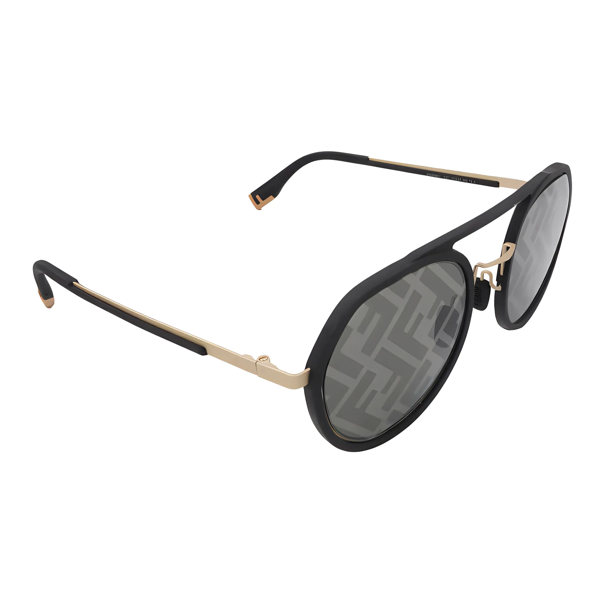 FENDI Plate And Metal Plastic Metal Aviator Sunglasses Men's Gold/Black