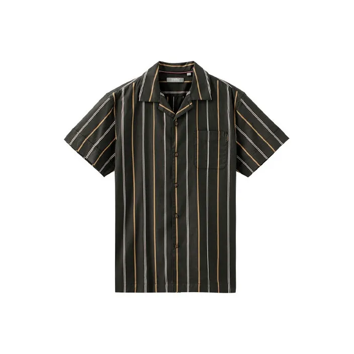 GOLDLION Shirt Men's Coffee Yellow Stripe