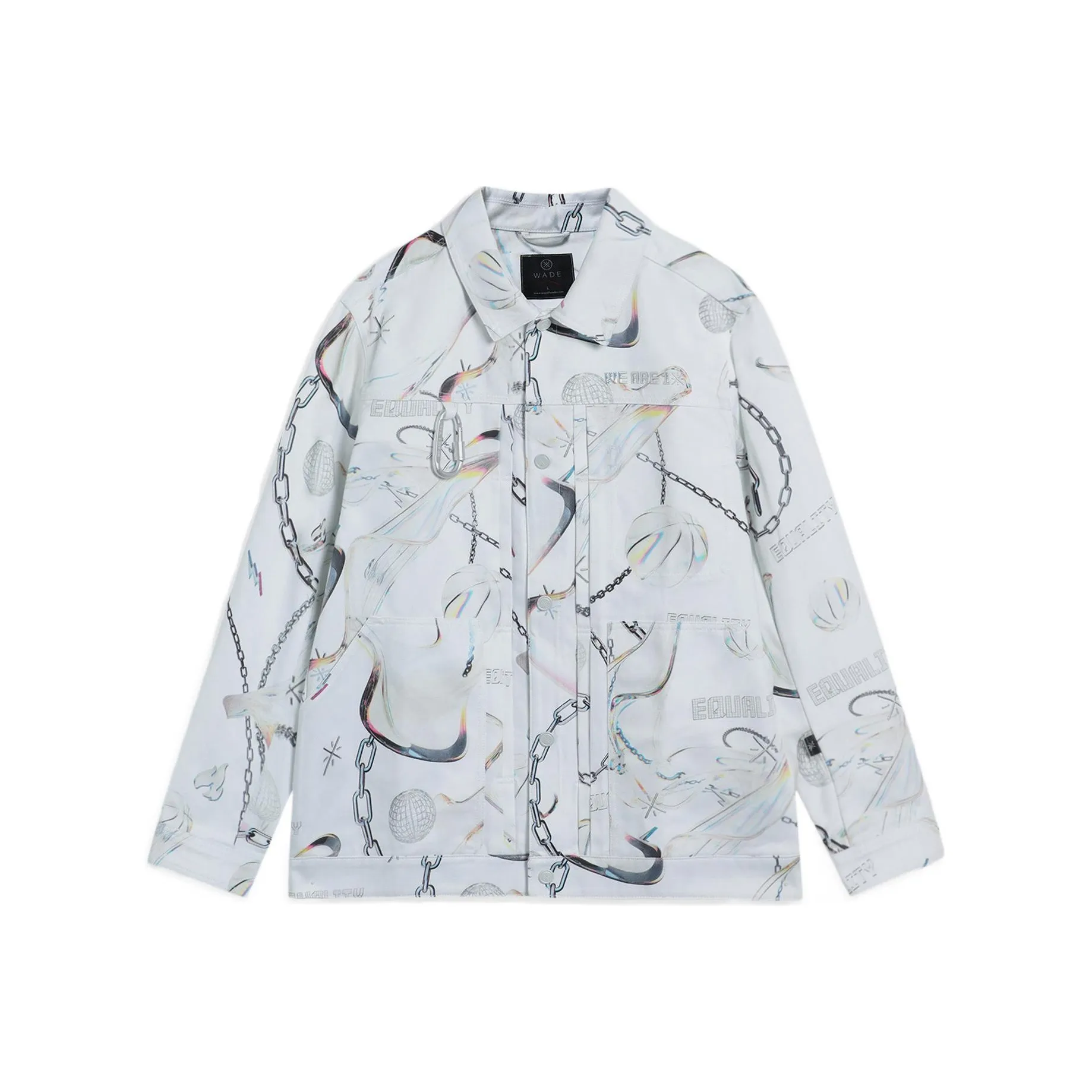 LINING Рубашка Мужская Белая и Серая с Полным Принт