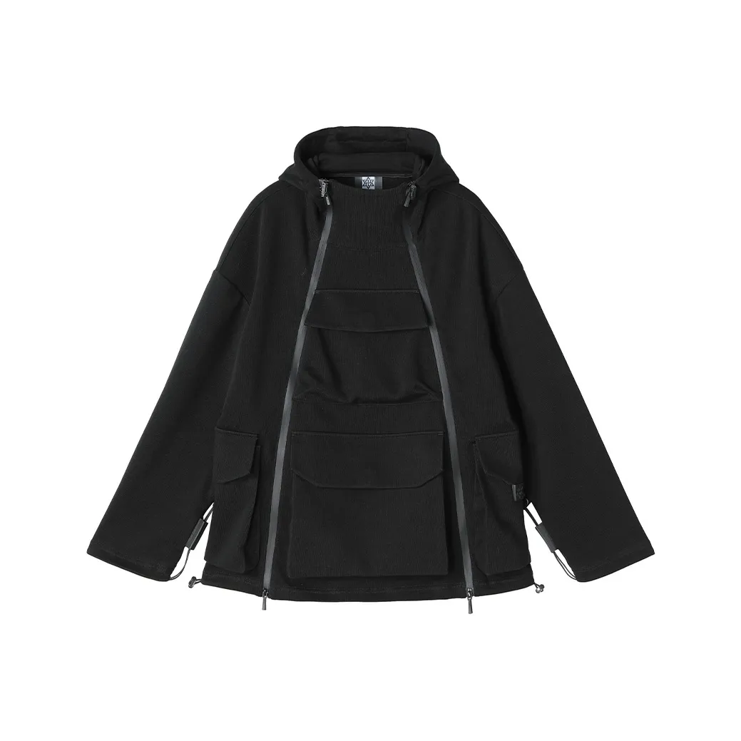 NORVINCY Double Sided Zip Closure Cardigan Heavyweight Off The Shoulder Casual Sweatshirt Unisex