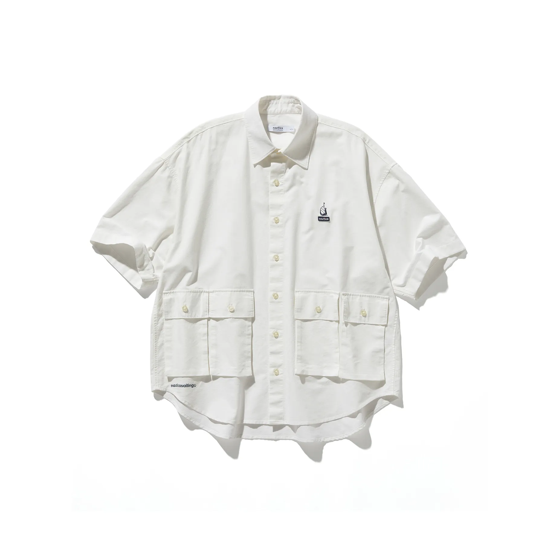 Nautica White Sail Короткий рукав рубашка унисекс белый