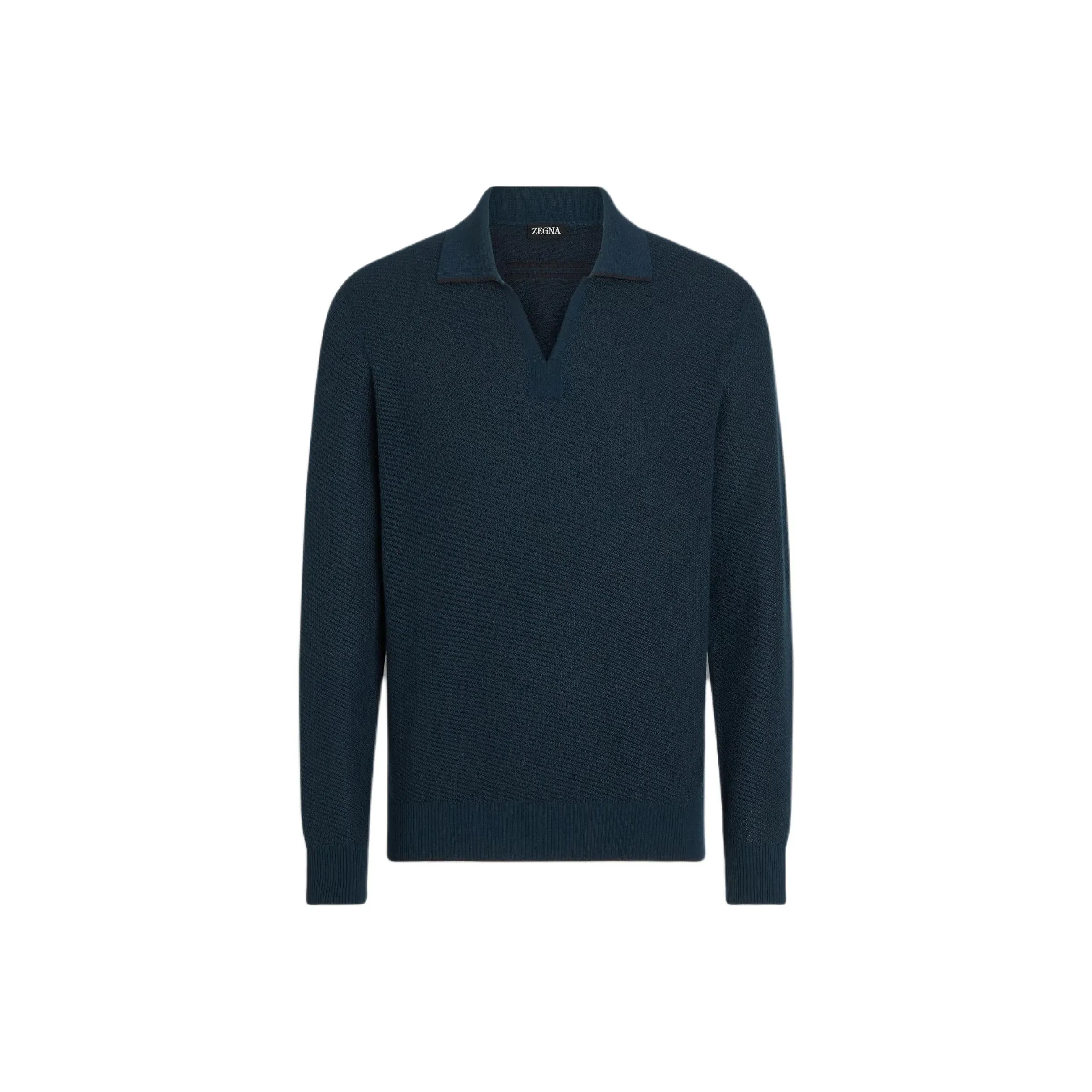 Zegna Long Sleeved Knitted Polo Shirt