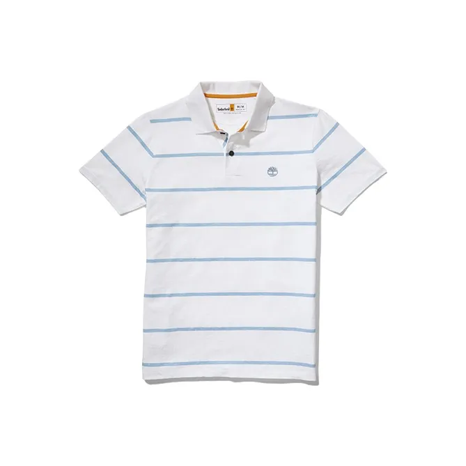 Timberland Men's Striped Pullover Short-Sleeve Polo Shirt White
