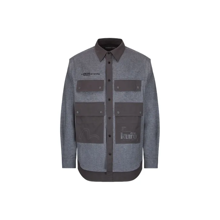 EVISU Shirts Men's Dark Gray/Dark Charcoal