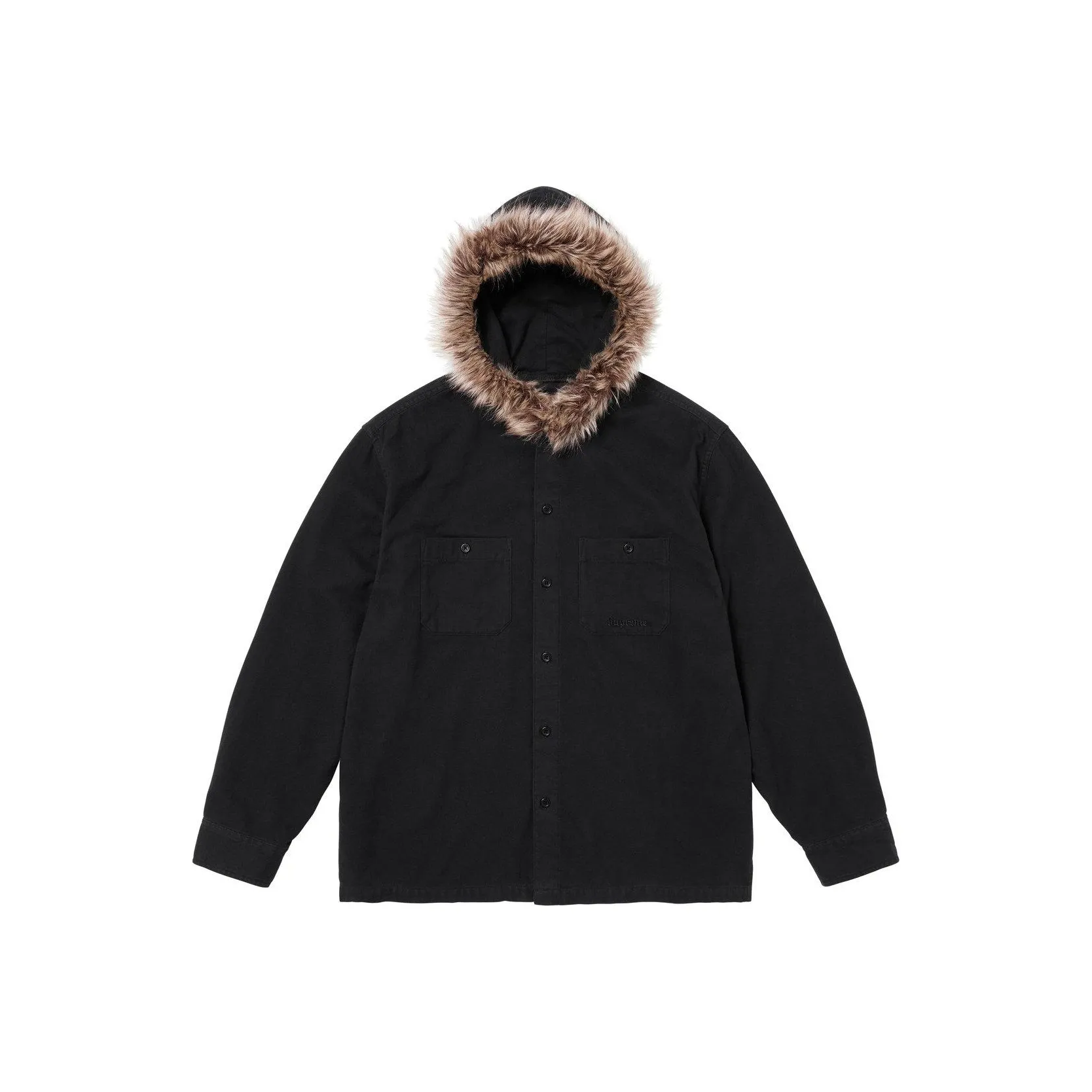 Supreme Fur Trim Flannel Hooded Shirt