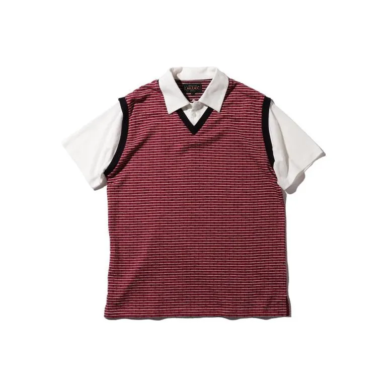BEAMS совместное брендирование Мужская поло в бордовом цвете