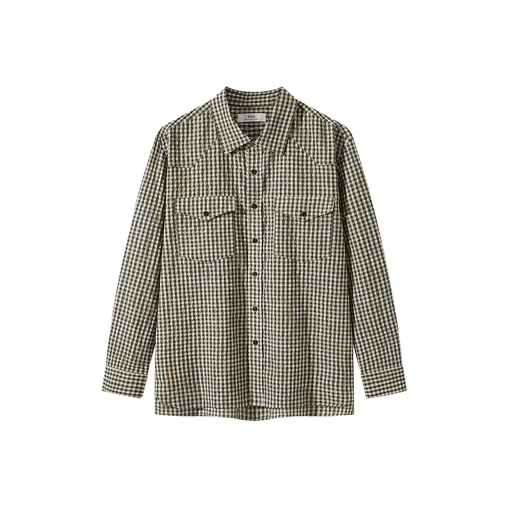 GXG Рубашка Мужская Желто-Коричневая Клетка