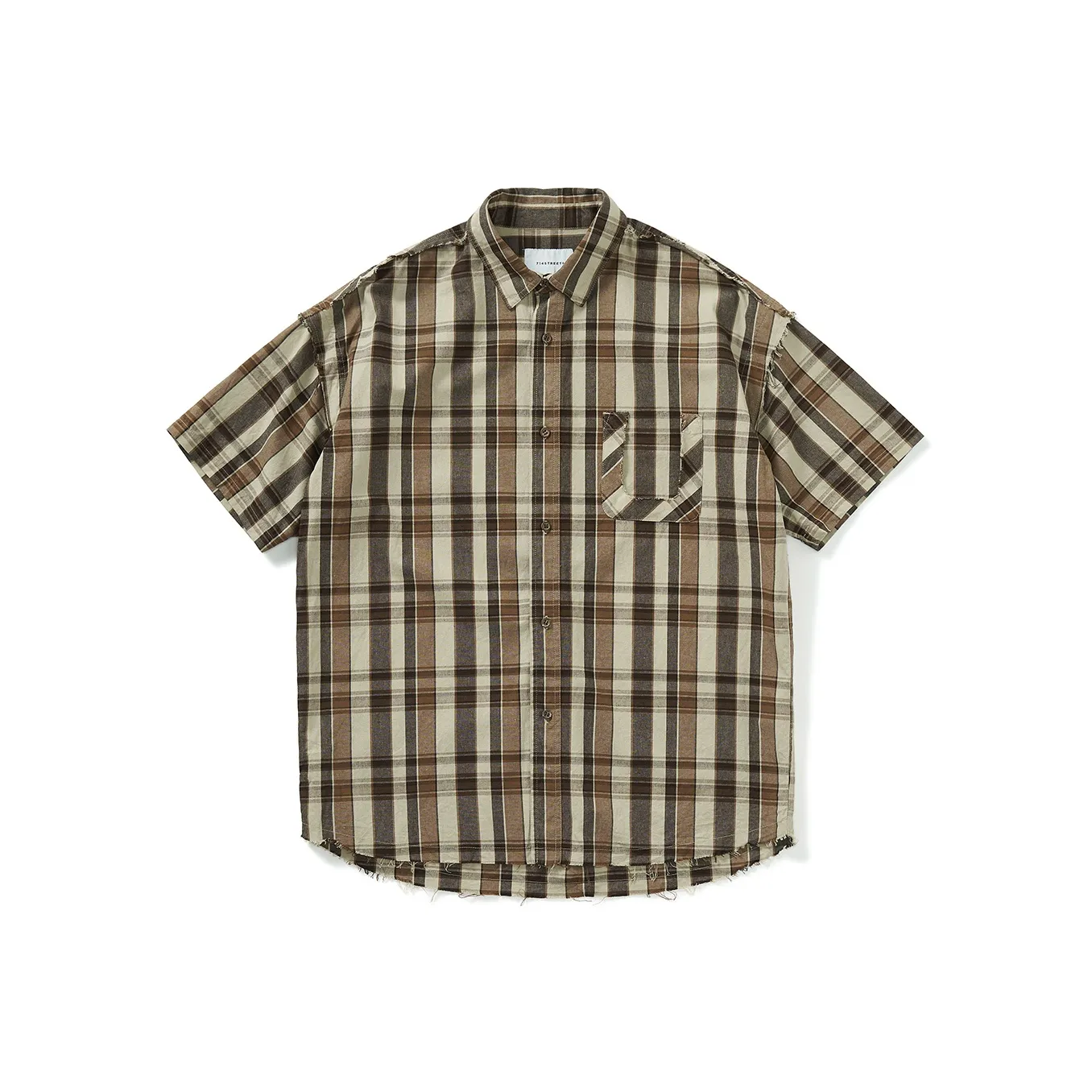 714STREET Рубашка Унисекс Коричневая Клетка Цветочный