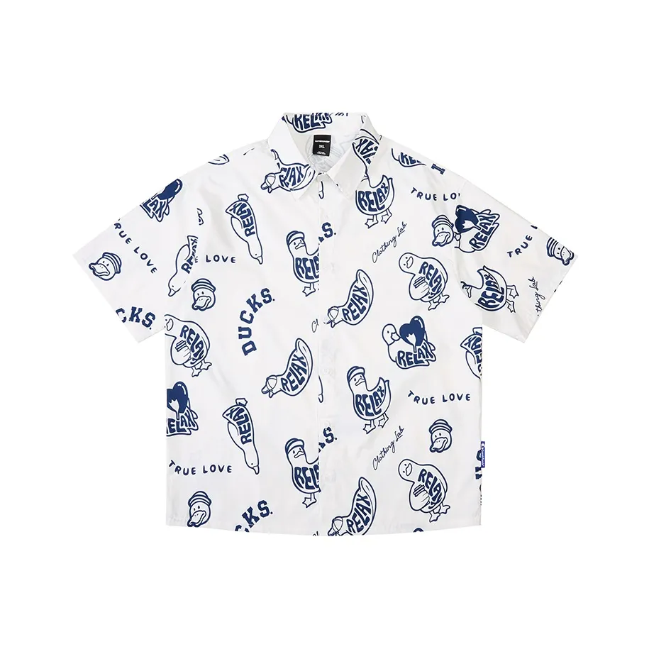 WAYNEXZAVIER Цветочный Короткий Рукав Рубашка Мужская