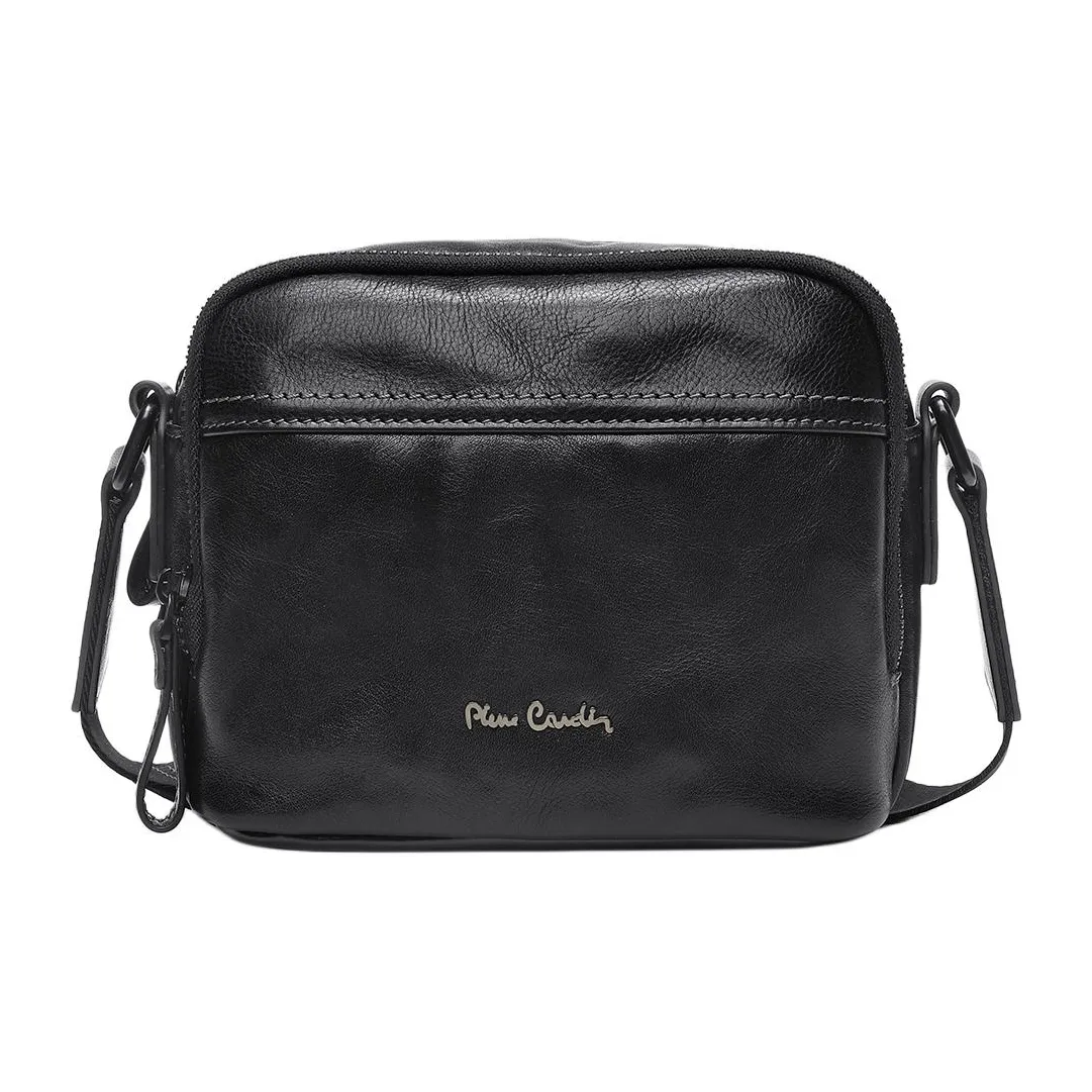 PIERRE CARDIN Сумка через плечо из коровьей кожи мужская черная