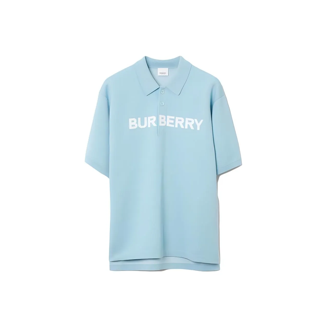 Burberry Men's Logo Detail Wool Cotton Polo Shirt 'Duck Blue'