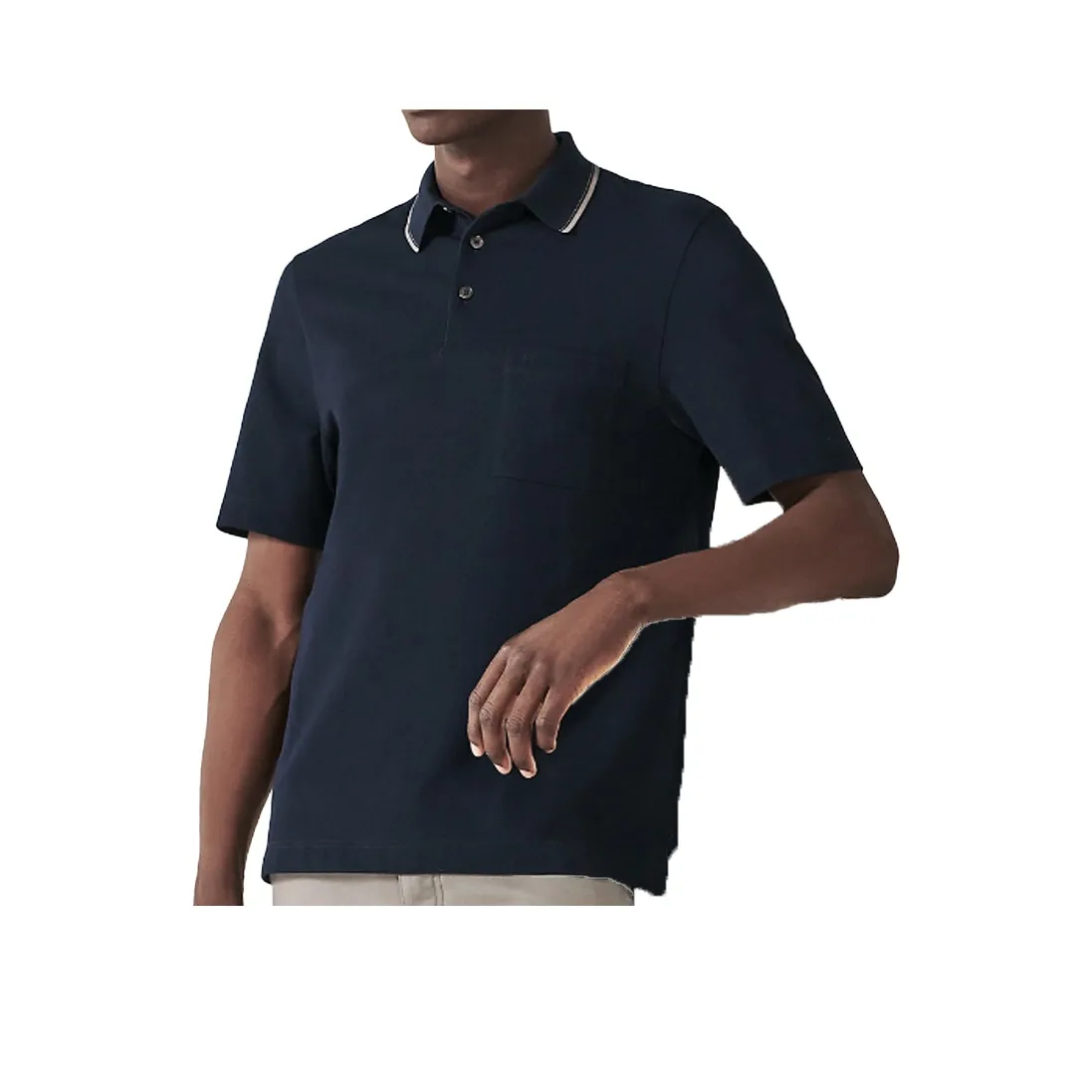 HERMES Polo Shirts Men Marine Blue