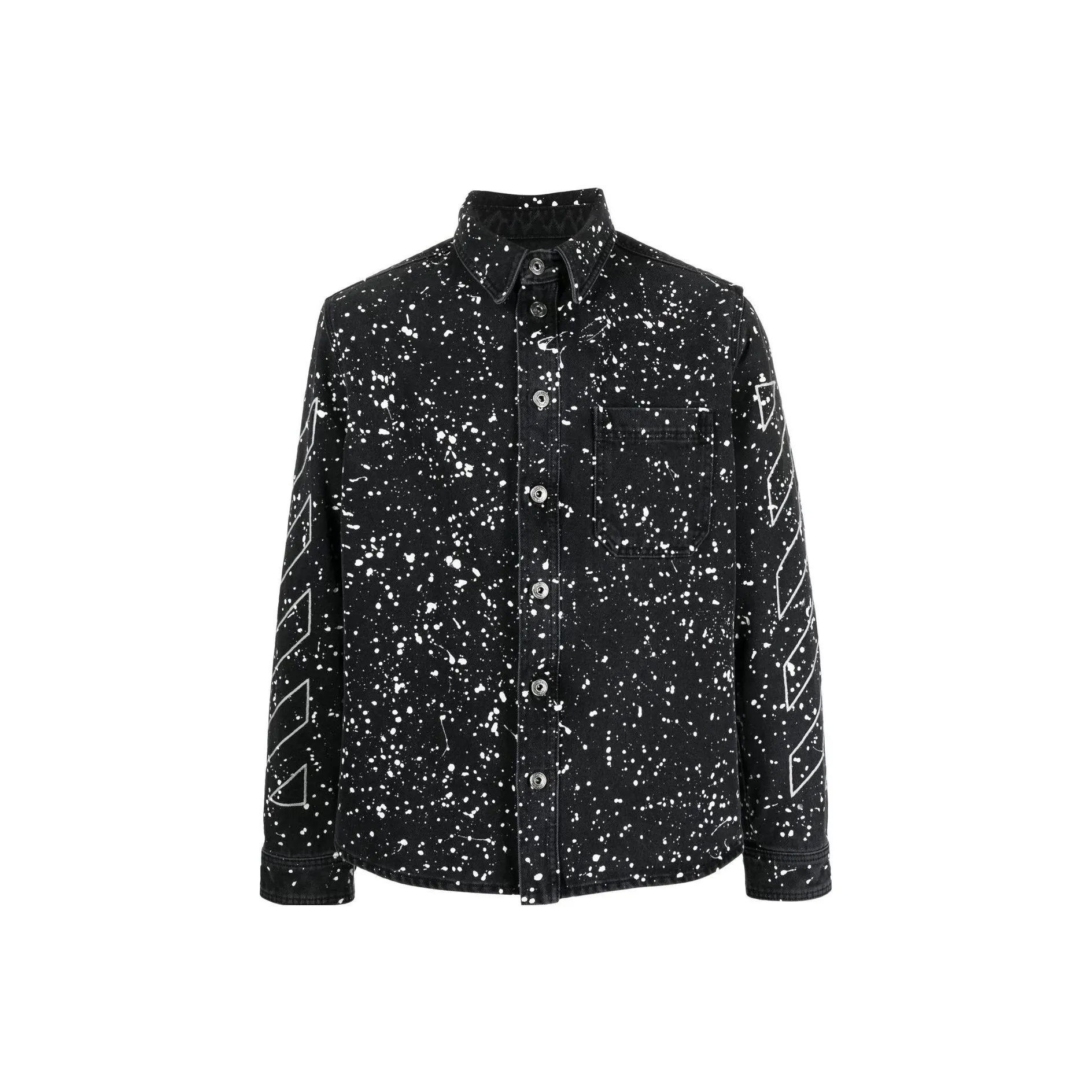 OFF WHITE Diag stripe Paint splatter Denim Shirt