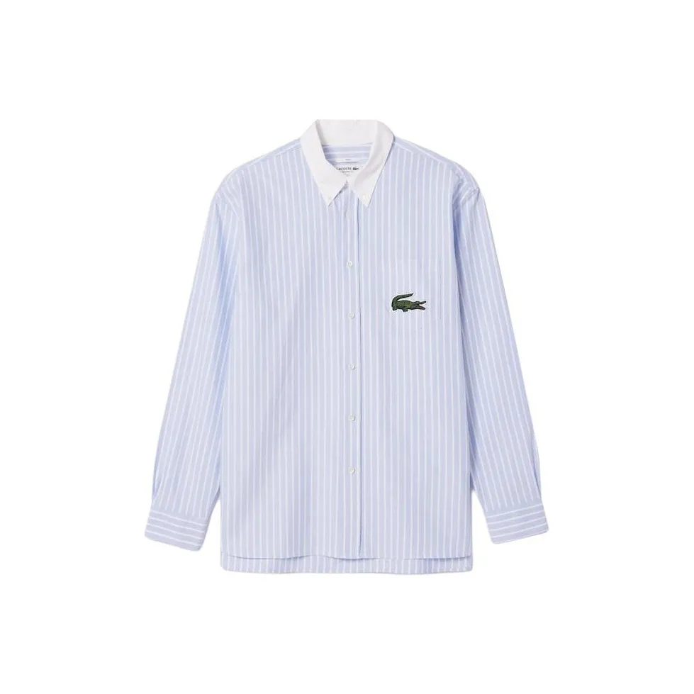 LACOSTE Collaboration Синие с Белым Надпись Мужские Рубашки