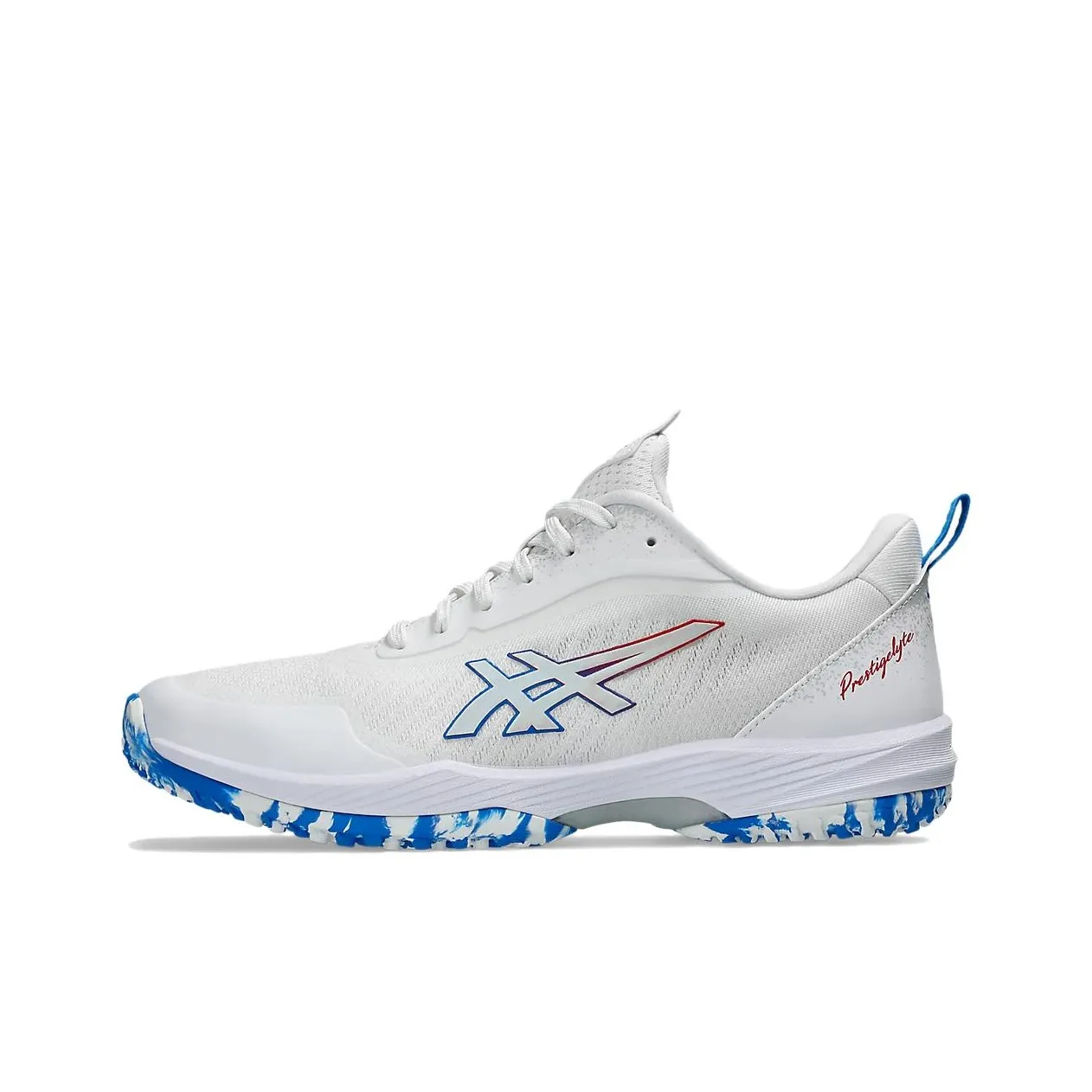 Asics PRESTIGELYTE 5 OC Low Top Tennis Shoes Men's White Blue