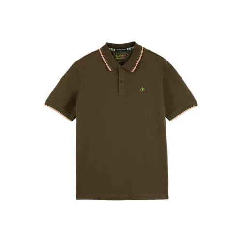 Scotch&Soda Мужское поло армейского зеленого цвета