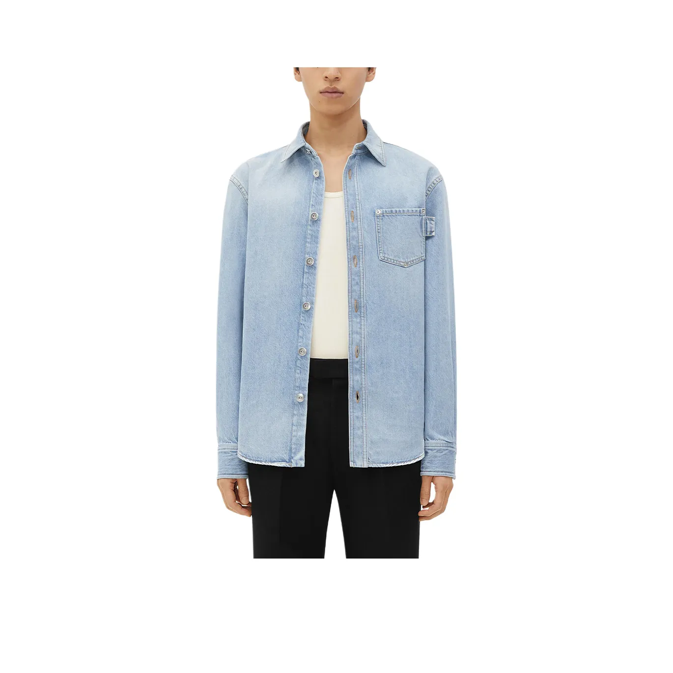 Bottega Veneta SS23 Рубашка Мужская Светло-Синяя