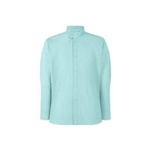 Homme Plissé Issey Miyake Светло-синие Мужские Рубашки