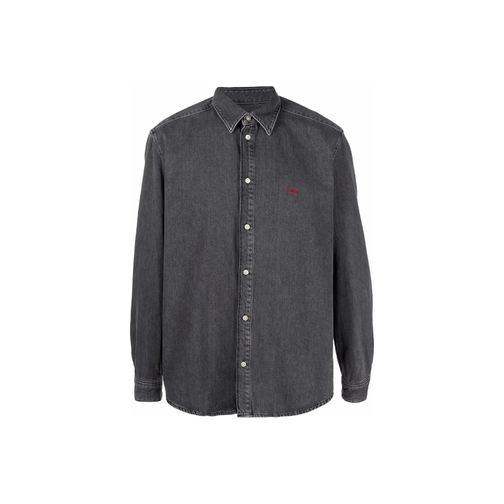 DIESEL Logo Embroidered Long Sleeved Denim Shirt