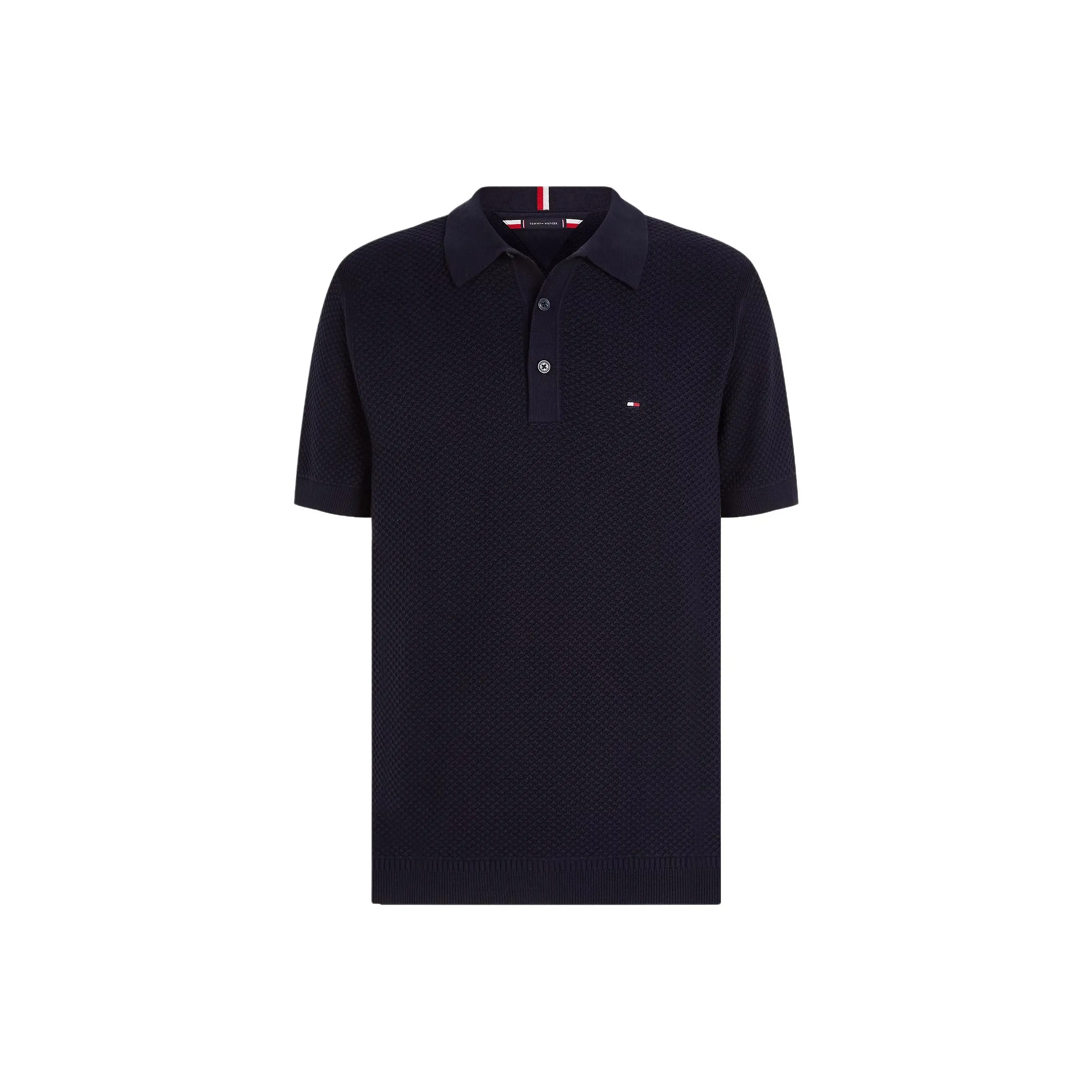 Tommy Hilfiger Oval Waffle Knit Regular Fit Polo Shirt Men's Marine Blue