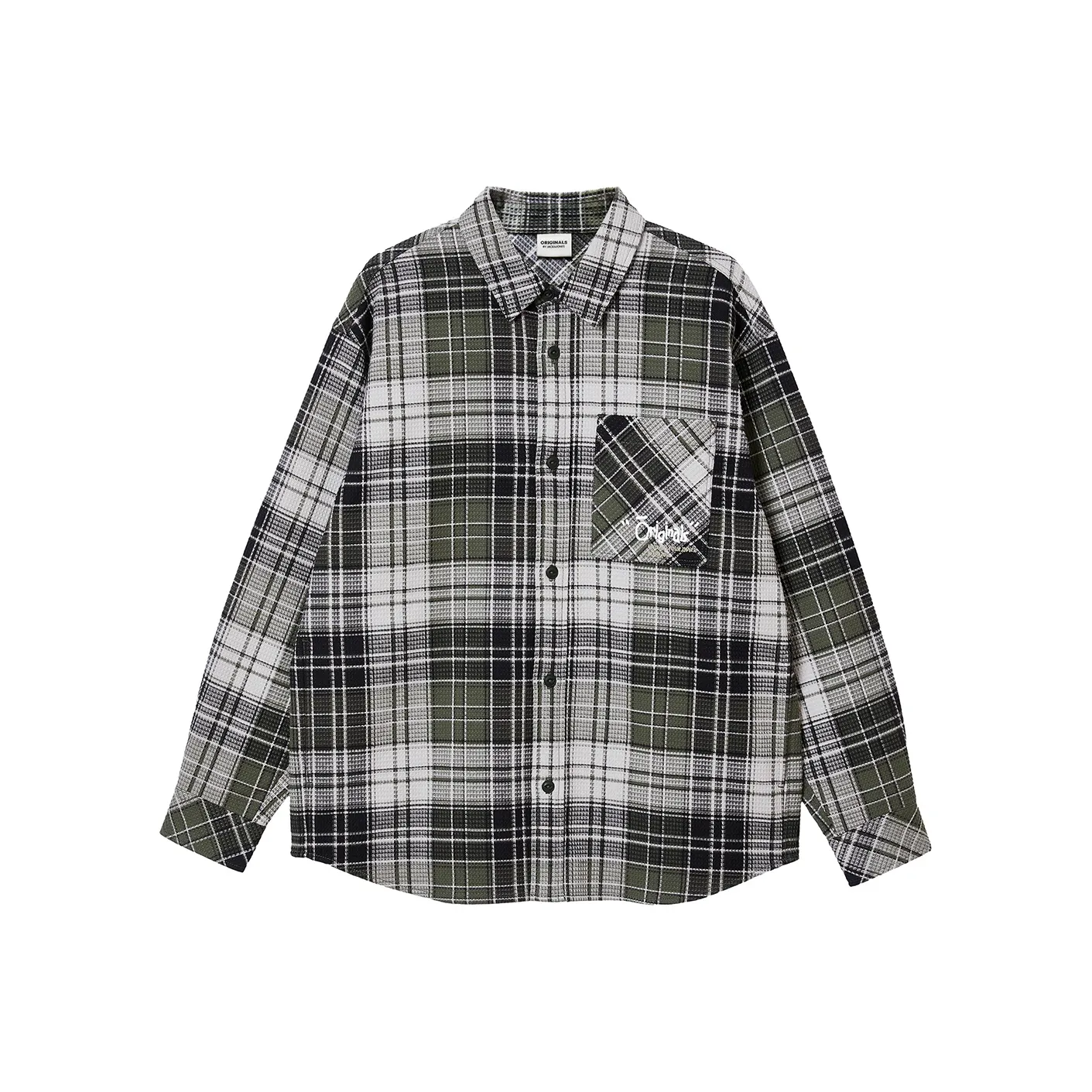 JACK&JONES Оливково-зеленая рубашка E05 для мужчин