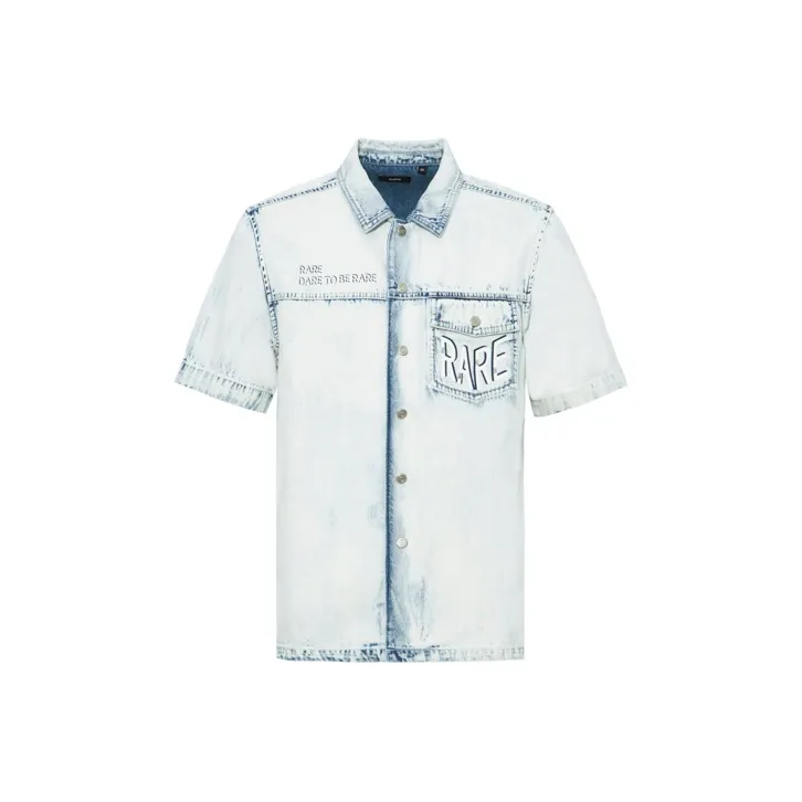 RARE Короткий рукав рубашка мужская светло-синяя