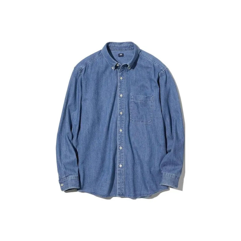 UNIQLO Небесно-голубой Унисекс Рубашки