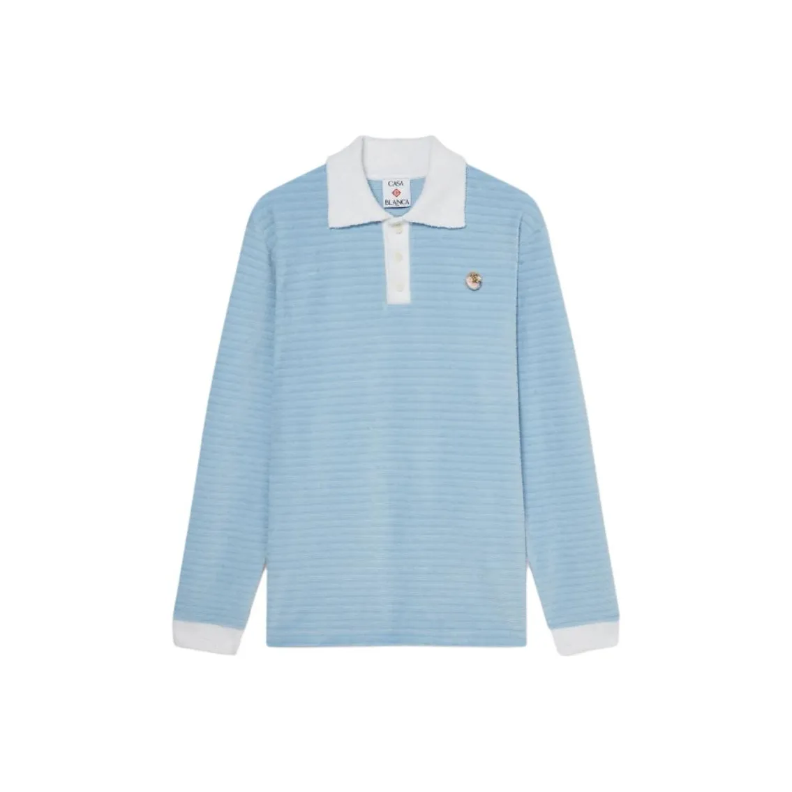 CASABLANCA Velour Striped Polo Shirt