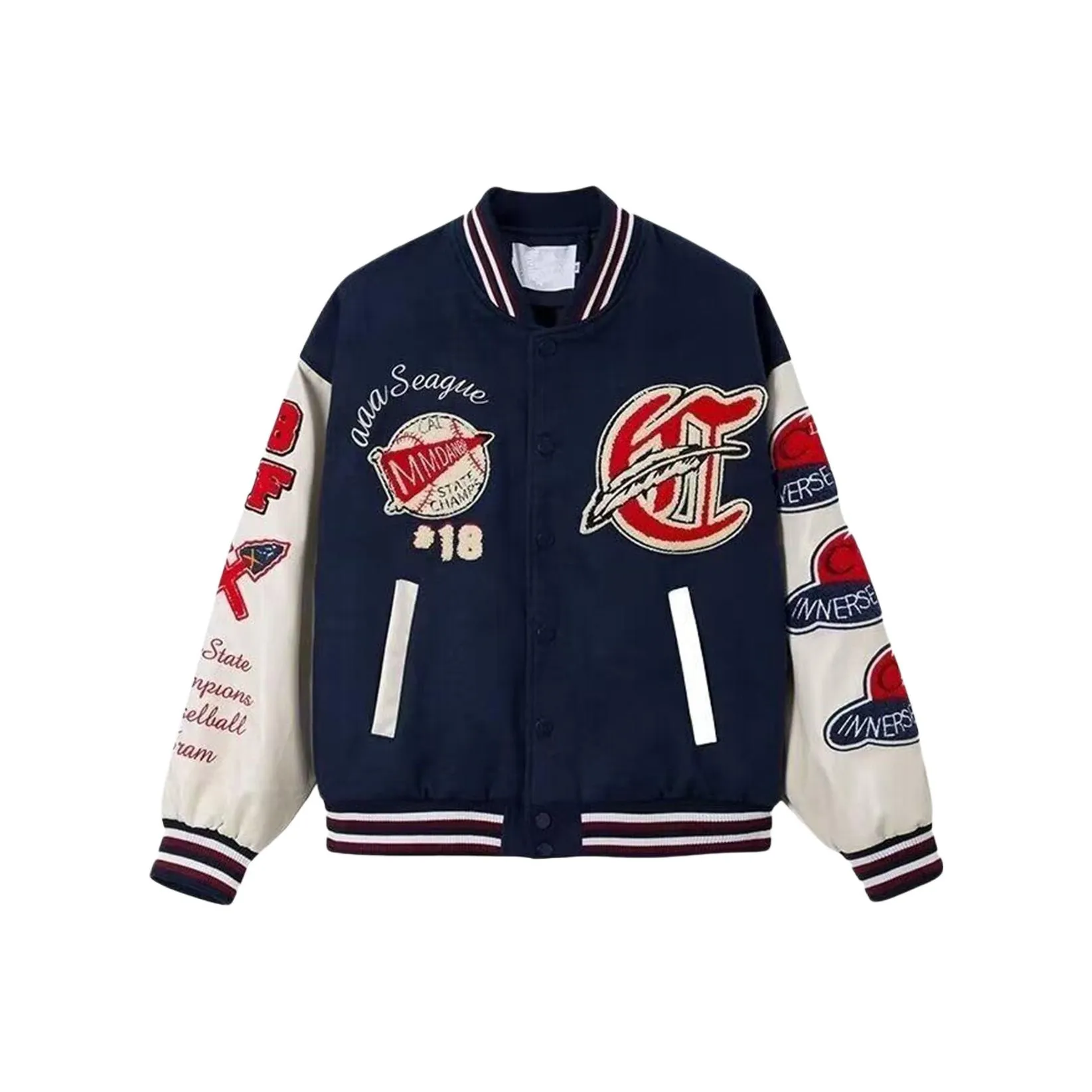 KSEK Baseball Jacket Unisex Navy Blue