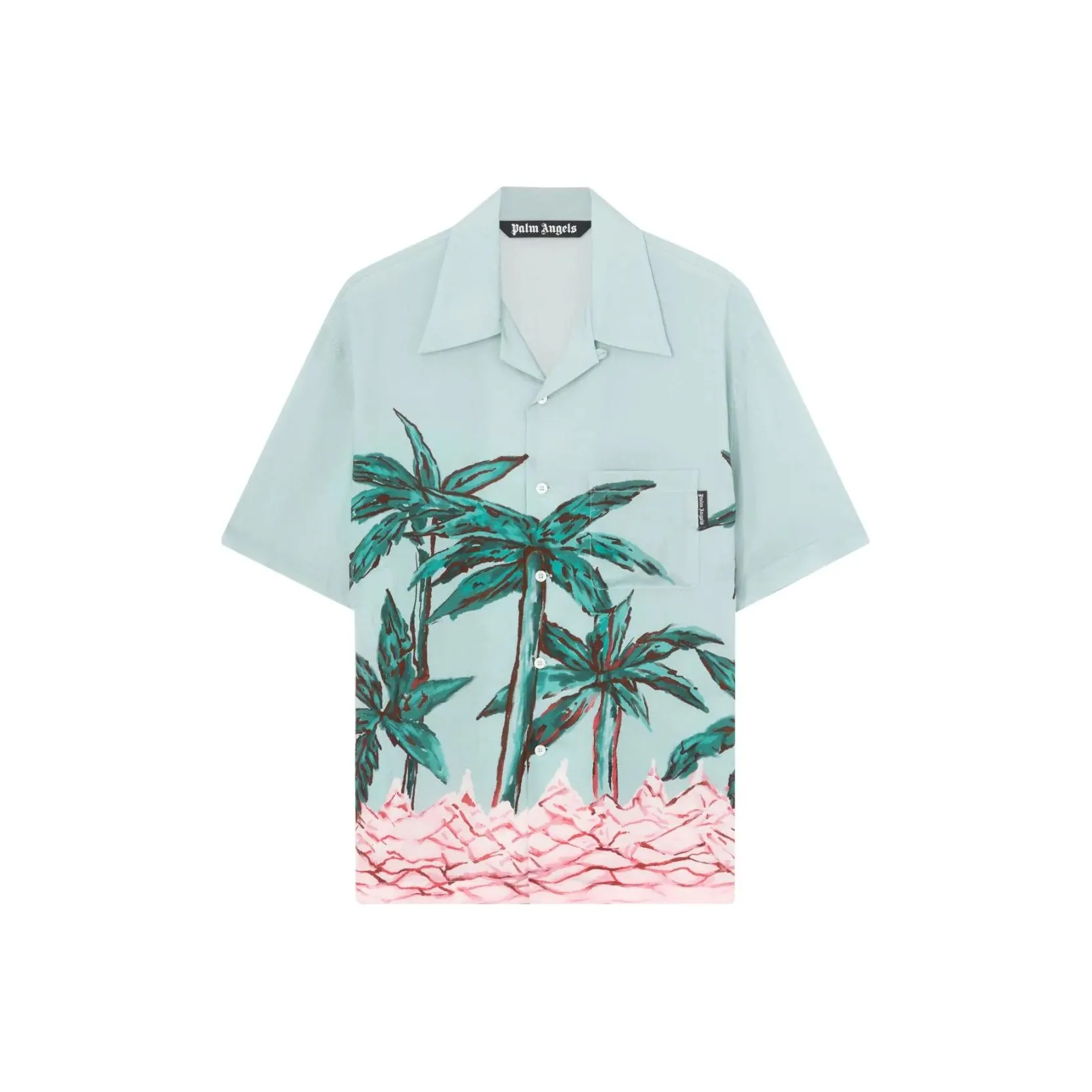 PALM ANGELS Palm Tree Printed Short-Sleeved Shirt
