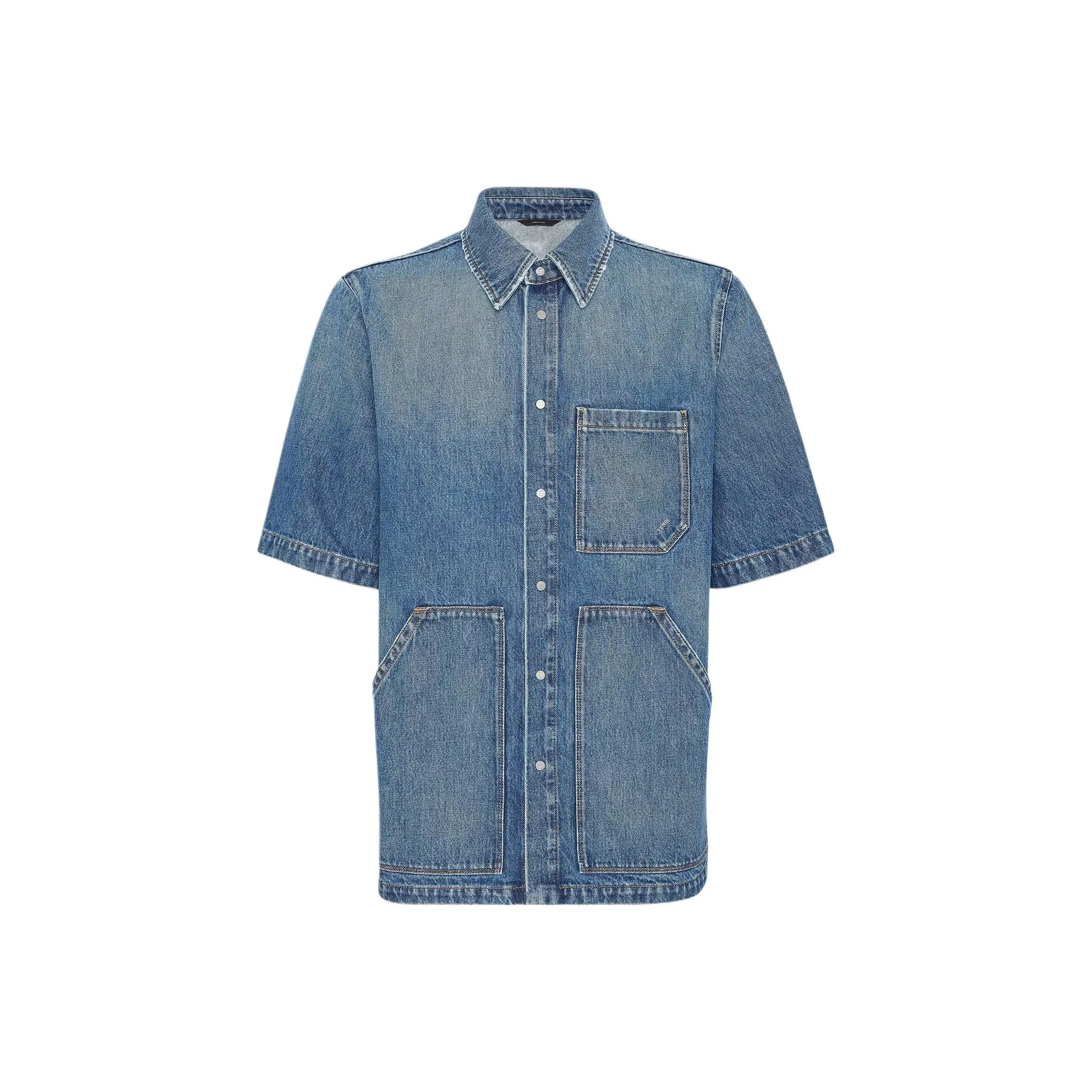 FENDI Short Sleeved Buttoned Denim Shirt