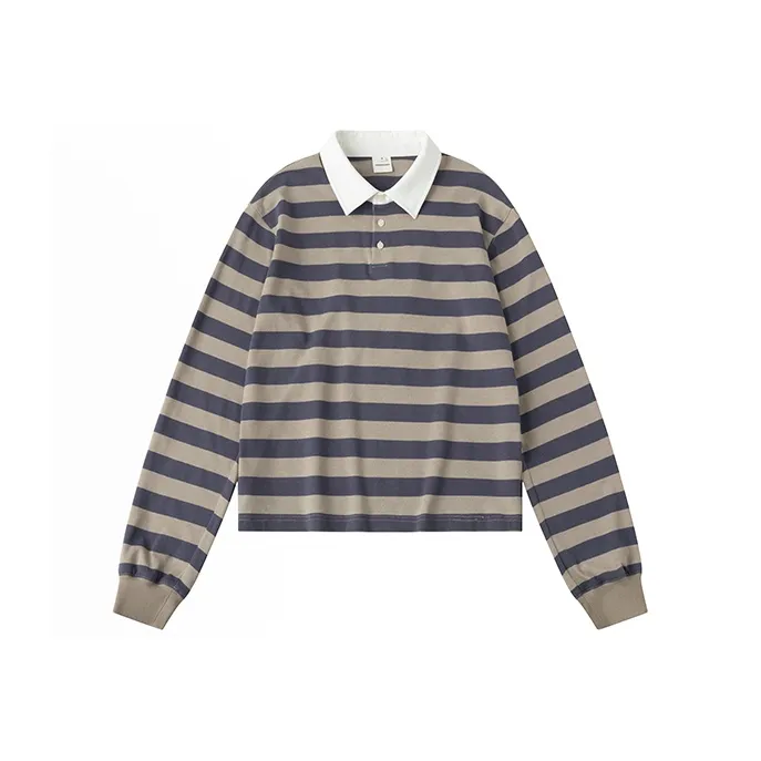 COUNTRY MOMENT Polo Shirt Men's Purple Khaki Stripes