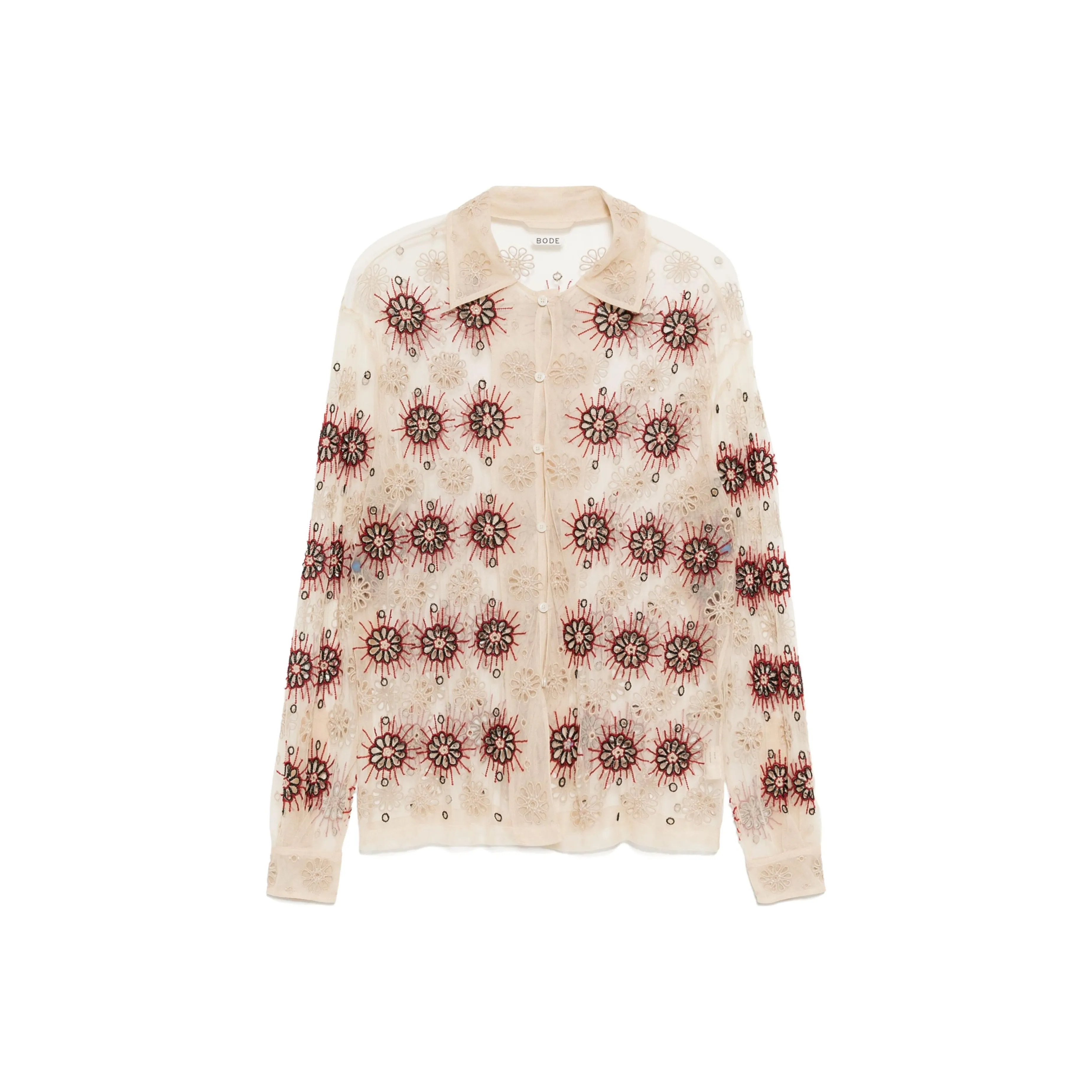 BODE Floral Embroidered Button Up Shirt
