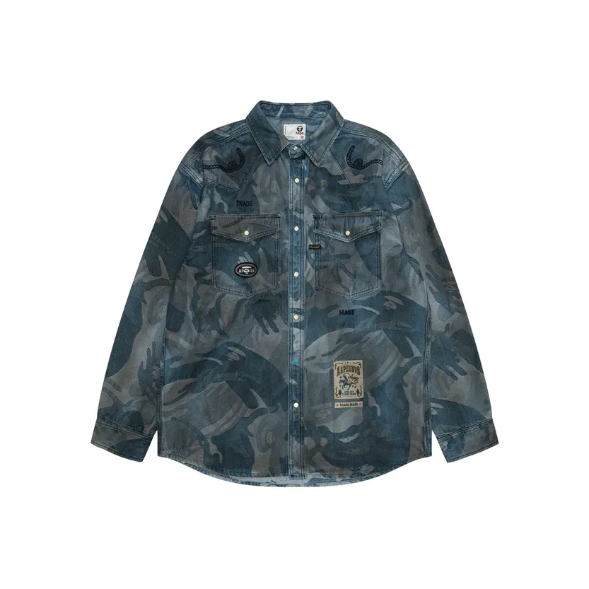 AAPE Синий BLX Мужские Рубашки