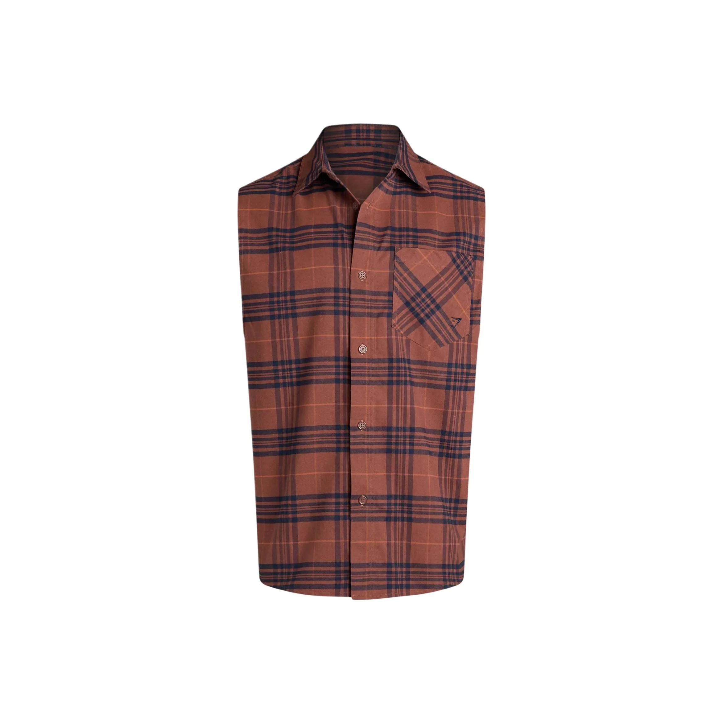 GYMSHARK CHECK Без рукавов Рубашка Мужская Каньон Коричневый