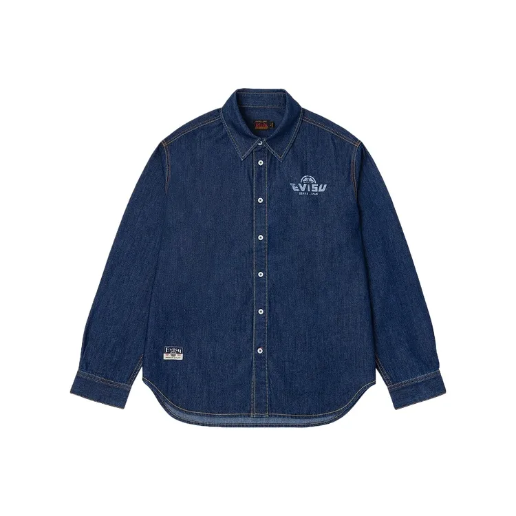 EVISU Джинсовый Синий Мужские Рубашки